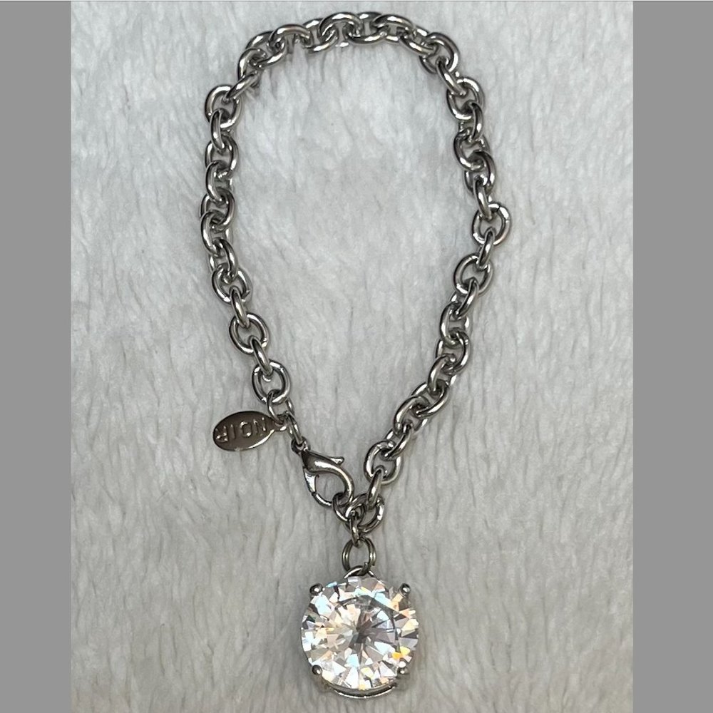 Noir Silver Tone & Crystal Charm Bracelet